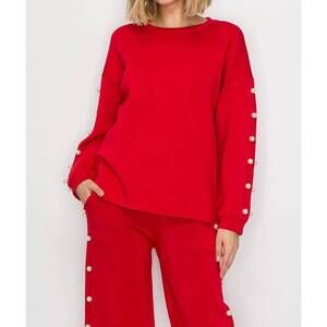 NEW JOH katri pearl glitter top in red